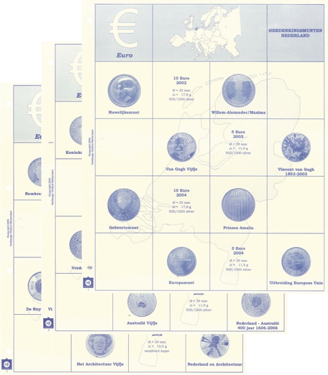 (afbeelding voor) Bladen voor de 5+10 euromunten Nederland 2015+2016