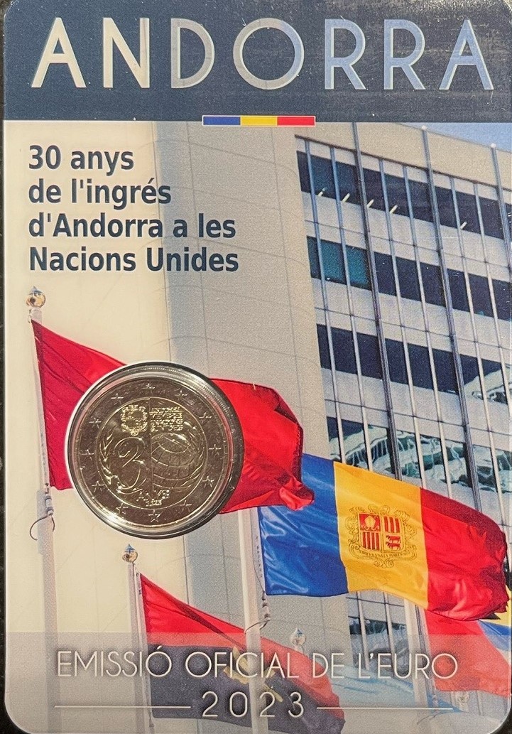 2 Euromunt Andorra 2023 Toetreding VN in blister/coincard