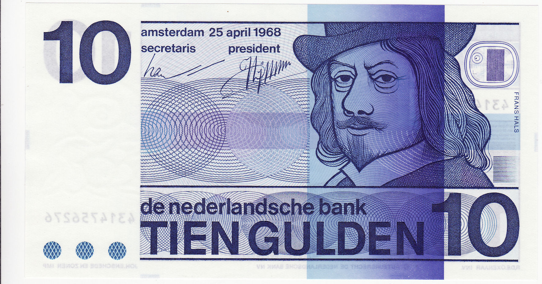 (afbeelding voor) 10 Gulden 1968 UNC Frans Hals 49-1a