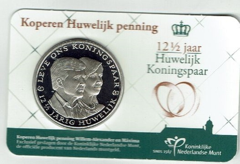 (afbeelding voor) Koperen Huwelijk Penning 2014 in coincard