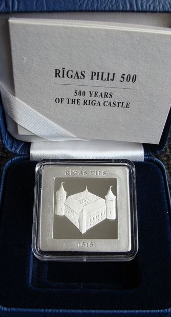 (afbeelding voor) Letland 5 Euro 2015 Kasteel van Riga Proof in cassette