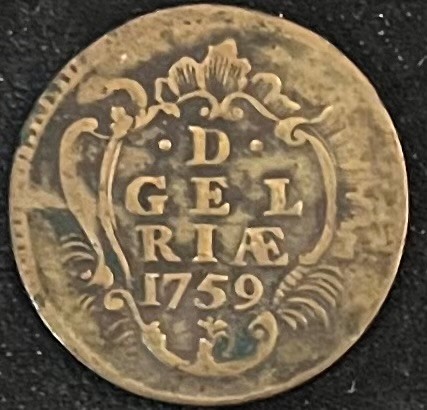 (afbeelding voor) Duit Gelderland 1759 ZF/ZF+