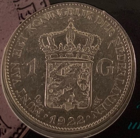 (afbeelding voor) Coincard 2022 met de zilveren Gulden Wilhelmina 1922