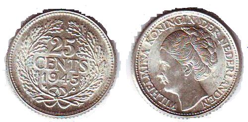 (afbeelding voor) 25 cent 1945 FDC