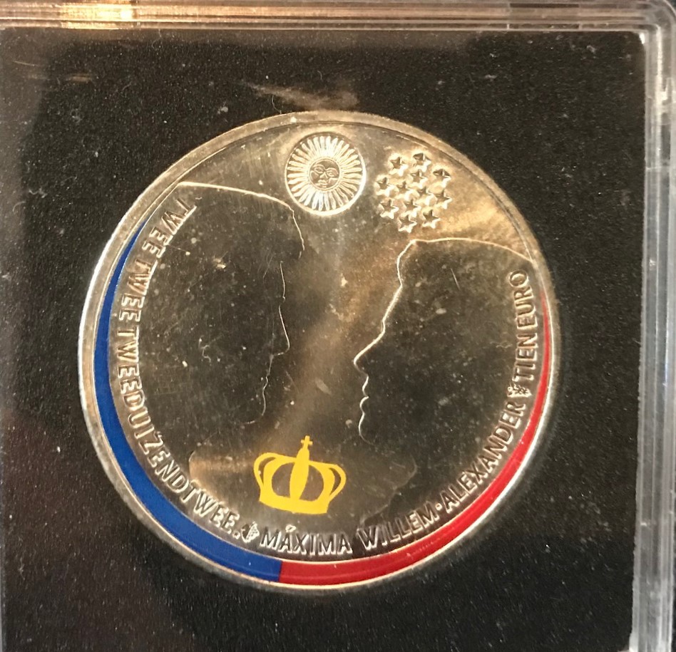 (afbeelding voor) 10 Euromunt Huwelijksmunt Nederland 2002 UNC in KLEUR