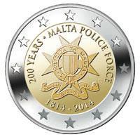 (afbeelding voor) 2 Euromunt Malta 2014 - 200 jaar Politie UNC