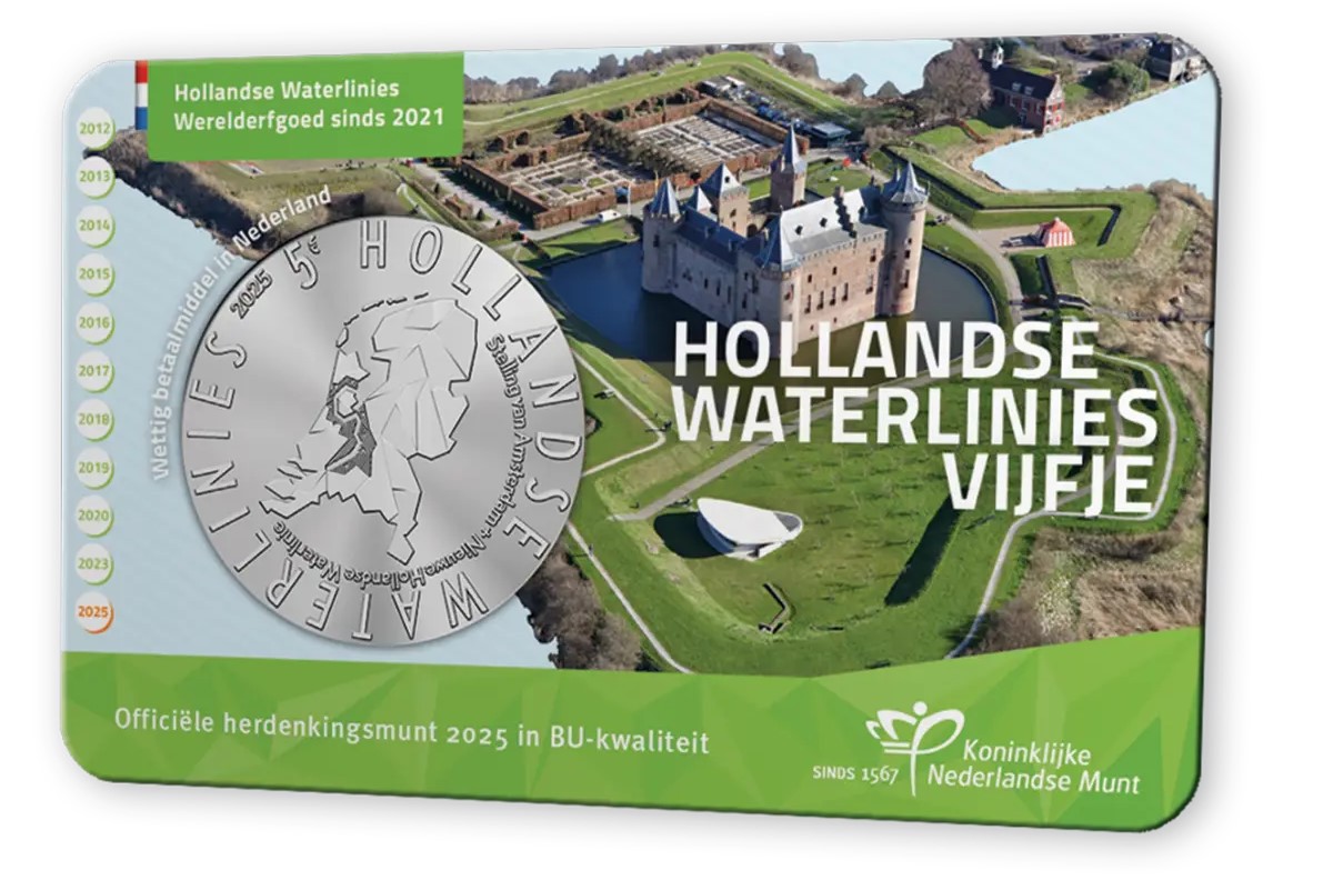 (afbeelding voor) Nederland Hollandse Waterlinie Vijfje 2025 - BU in coincard