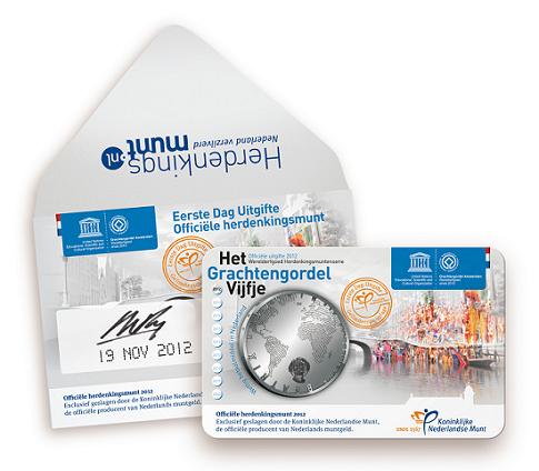 (afbeelding voor) 5 Euromunt NL Grachtengordel 2012 in coincard first day