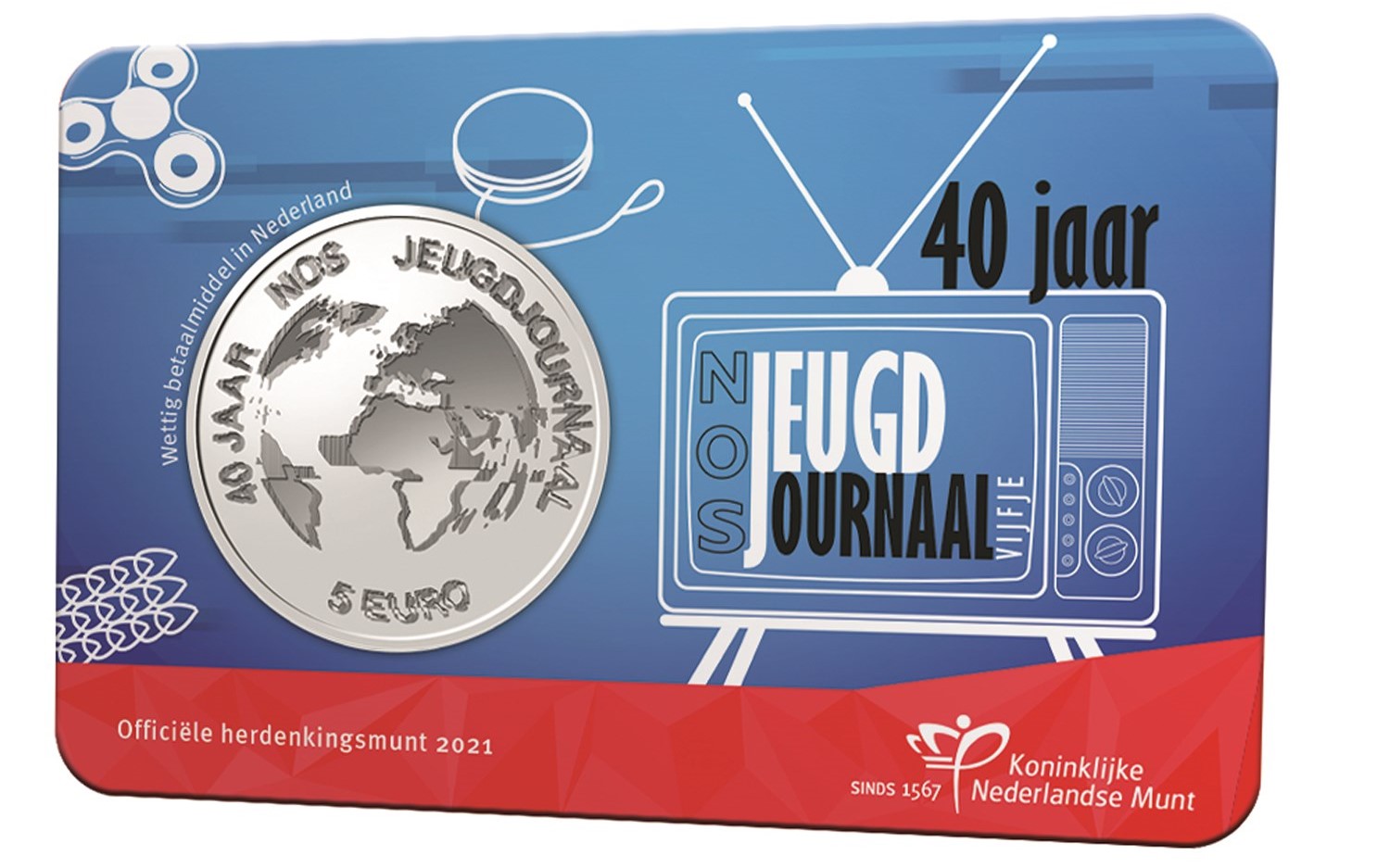 (Bild für) Nederland 2021 - Nos Jeugdjournaal Vijfje UNC in coincard