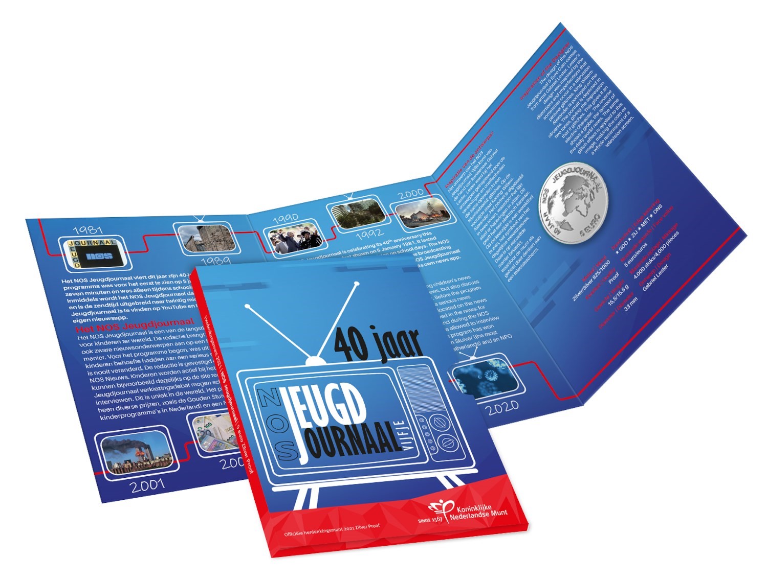 (afbeelding voor) Nederland 2021 - Nos jeugdjournaal Vijfje Zilver Proof
