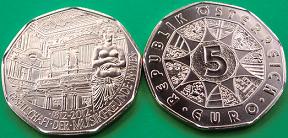 (afbeelding voor) 5 Euromunt Oostenrijk 2012 Muziekvrienden in Koper