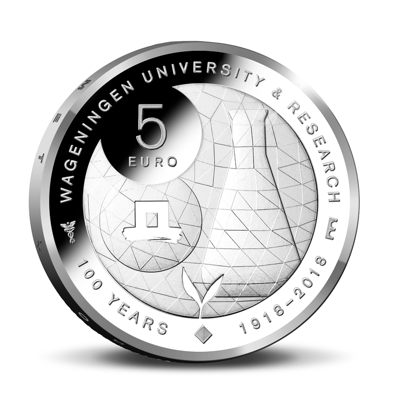 (afbeelding voor) Nederland 2018 5 Euro Wageningen Universiteit Vijfje Unc los