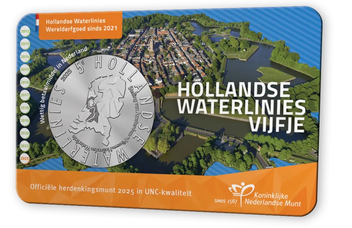(afbeelding voor) Nederland Hollandse Waterlinie Vijfje 2025 - UNC in coincard