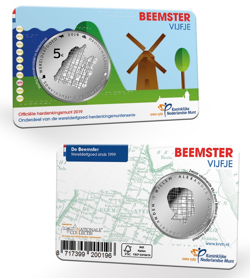 (afbeelding voor) Nederland 2019 Beemster Vijfje 2019 BU-kwaliteit in coincard