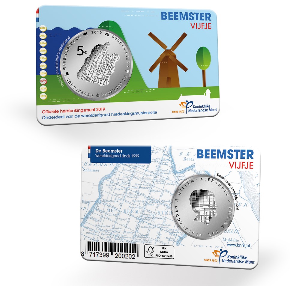 (afbeelding voor) Nederland 2019 Beemster Vijfje 2019 UNC in coincard