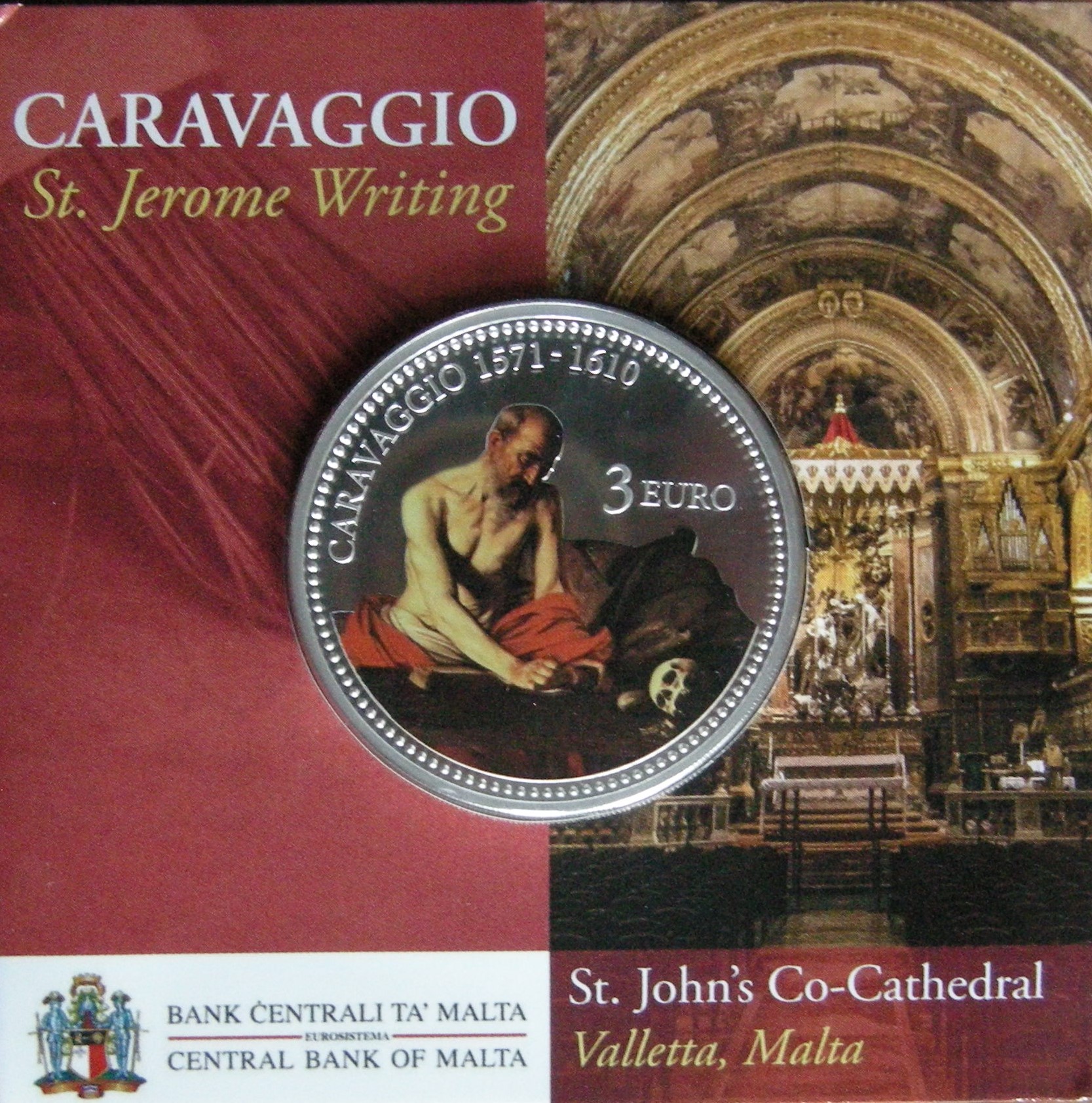 (afbeelding voor) Malta 3 euro munt 2022 KLEUR Caravaggio in blister