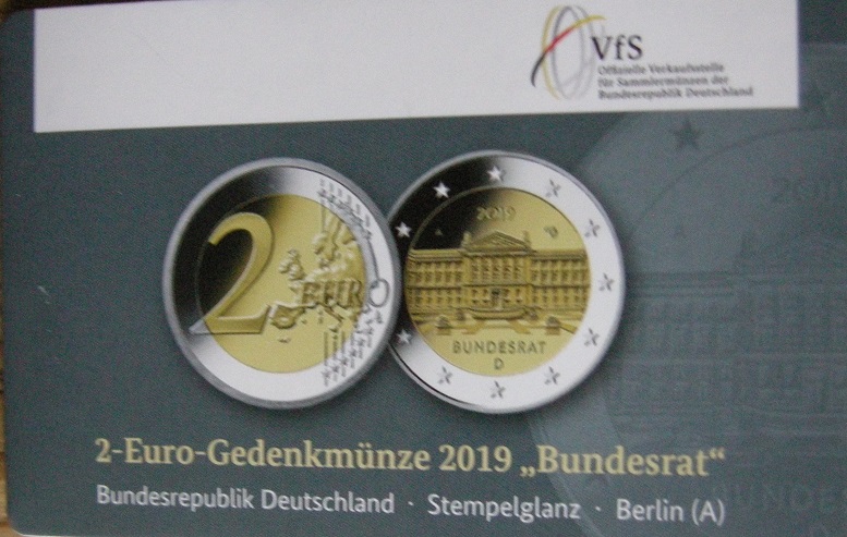 (afbeelding voor) 2 Euromunt Duitsland 2019 Coincard A Bundesrat ( VHS )