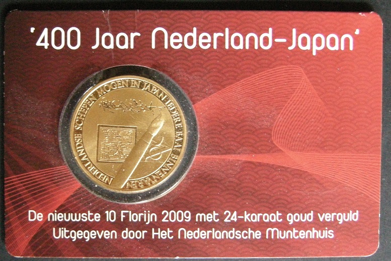 400 Jaar Nederland - Japan 10 Florijn met 24 karaat goud verguld