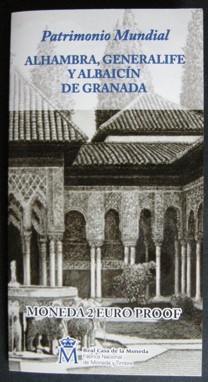 (Bild für) 2 Euromunt Spanje 2011 Alhambra in Granada in coincard Proof