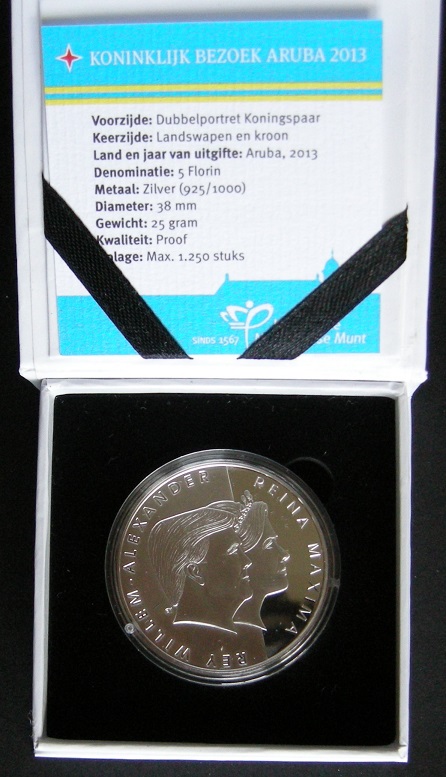 (afbeelding voor) 5 Florin 2013 Aruba dubbelportret in cassette