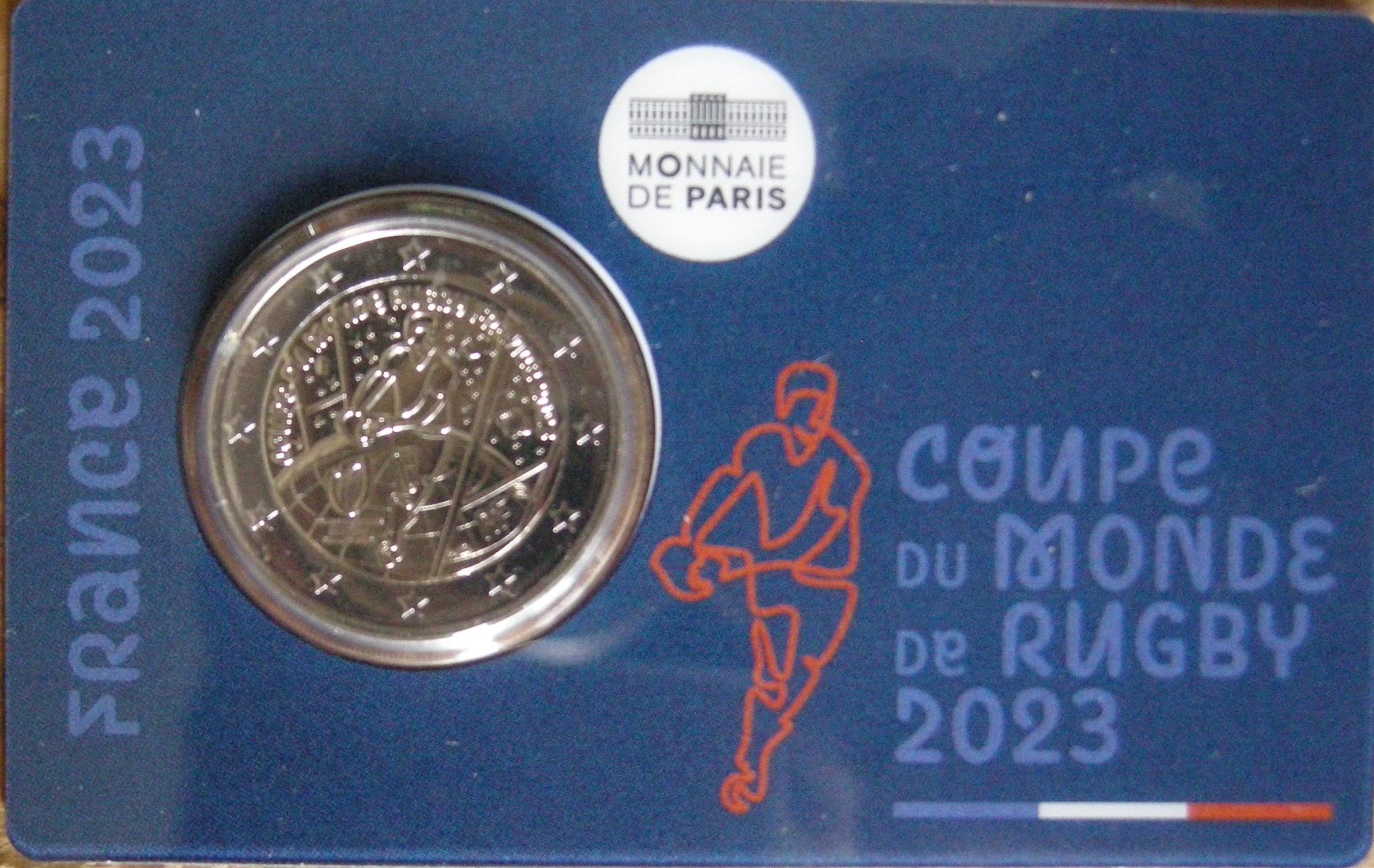 (afbeelding voor) 2 Euromunt Frankrijk 2023 Rugby in coincard