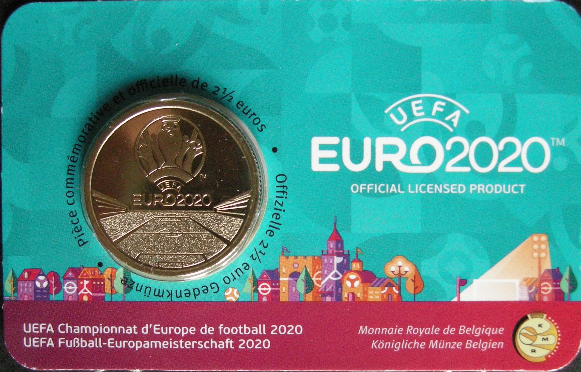 (afbeelding voor) 2,5 Euro Belgie 2020 - Uefa Euro 2020 coincard - Frans talig
