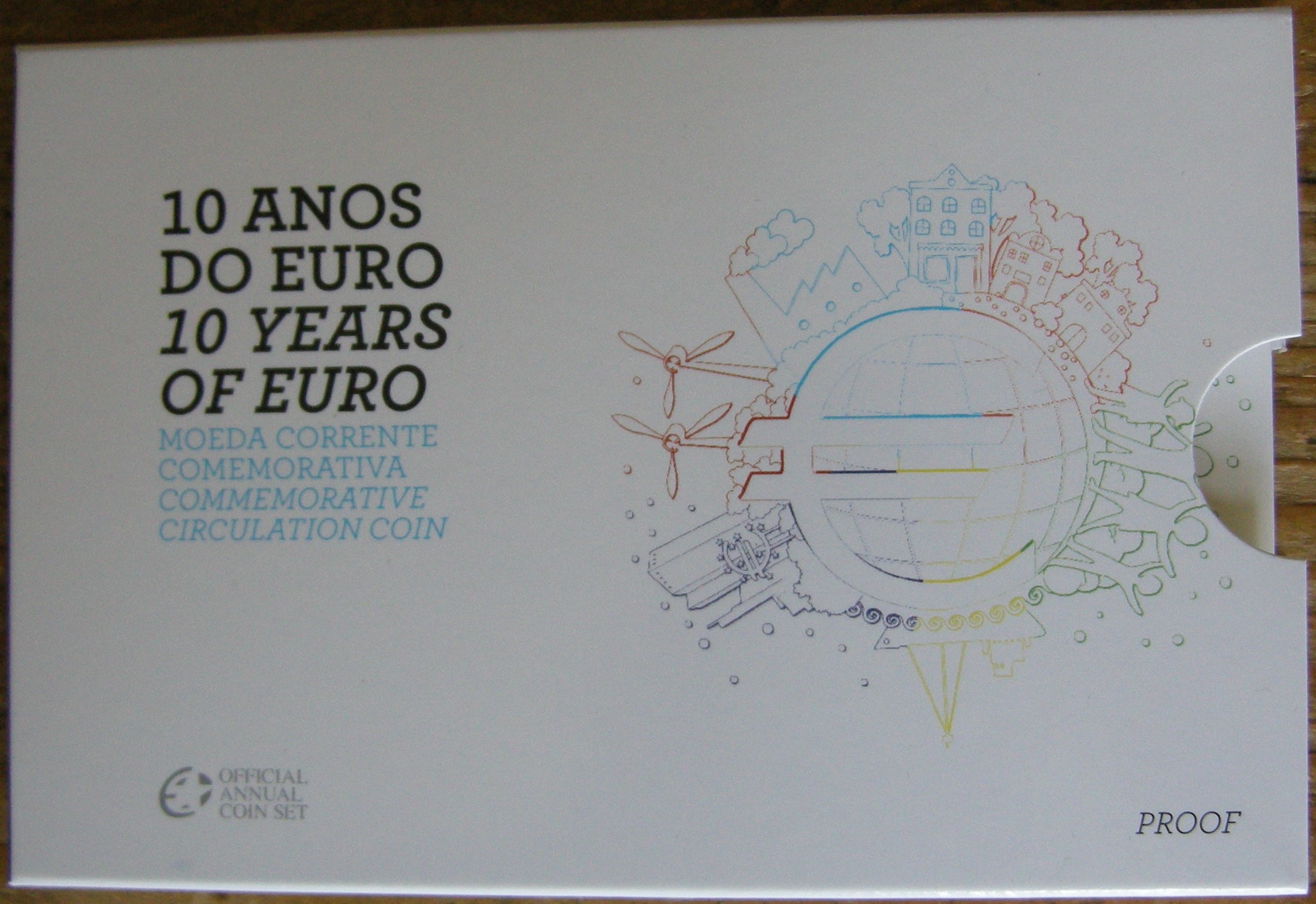 (afbeelding voor) 2 Euromunt Portugal 2012 Tien jaar Euro Proof in Blister