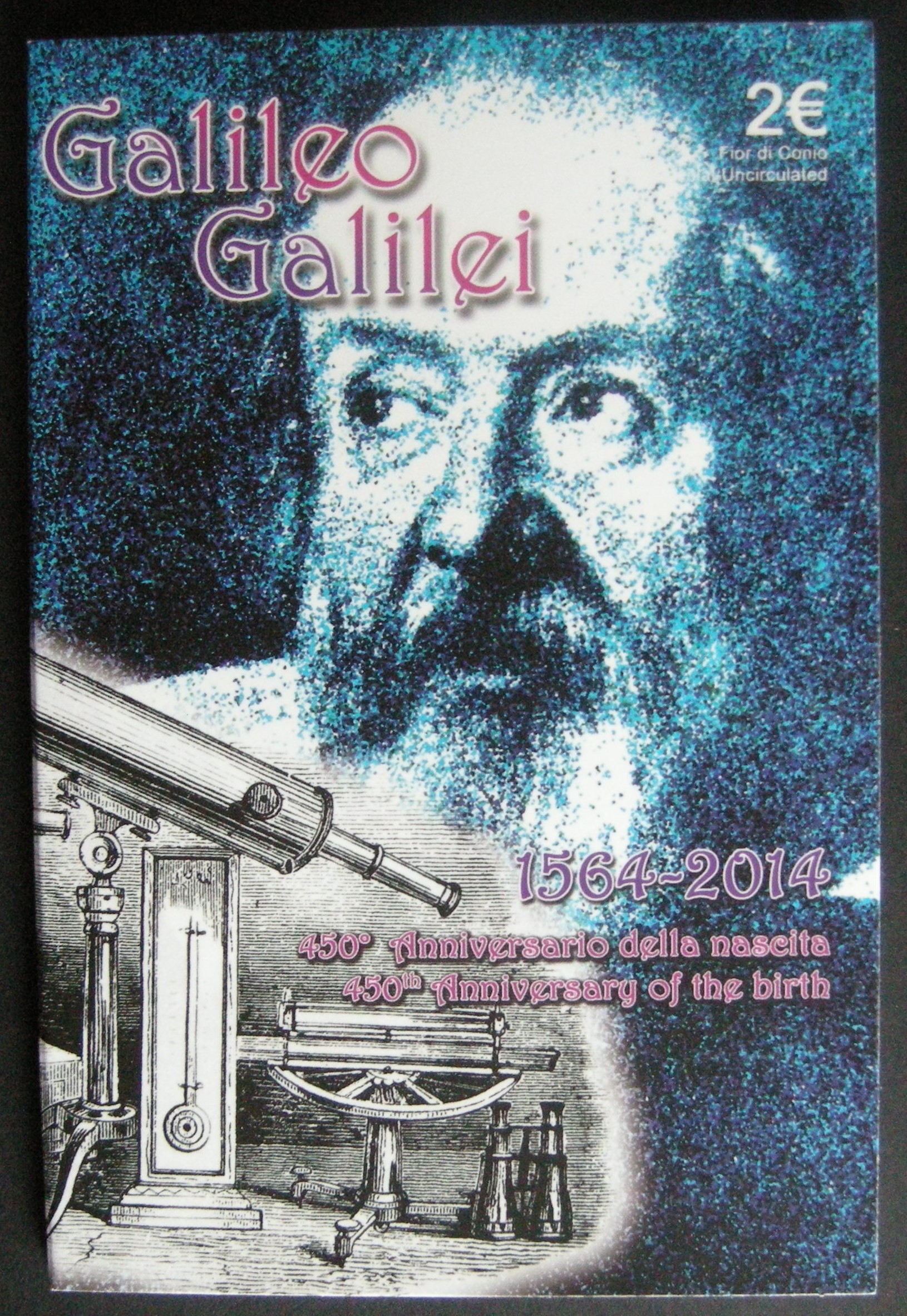 2 Euromunt Italie 2014 Galileo Galilei in blister