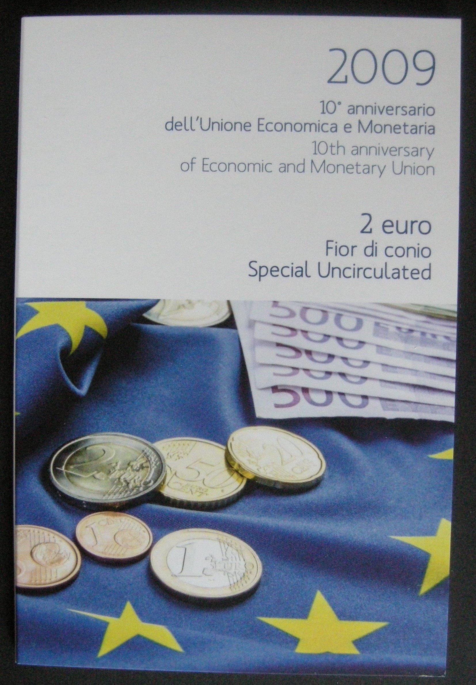 2 Euromunt Italie 2009 EMU - 10 jaar Euro in Blister