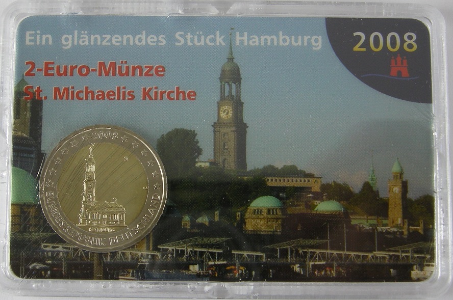 (afbeelding voor) 2 Euromunt Duitsland 2008 met oude kaart in coincard