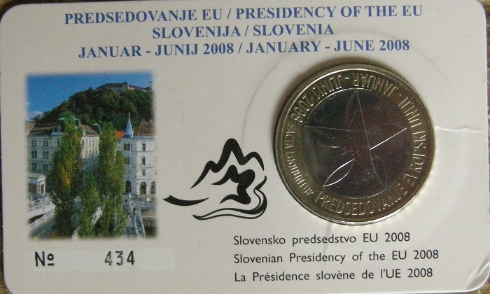 (afbeelding voor) 3 Euromunt Slovenië 2008 in coincard