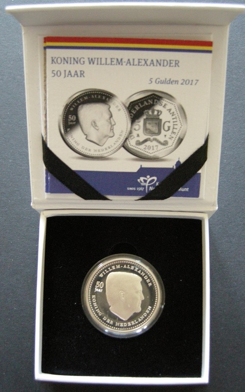 (afbeelding voor) 5 Gulden Zilver 2017 Willem Alexander In cassette
