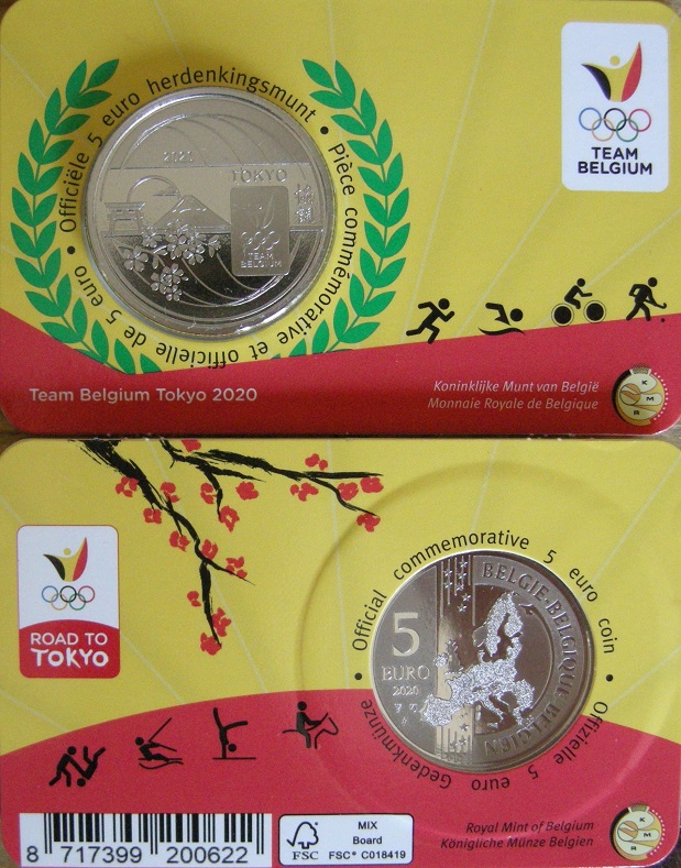 (Bild für) 5 Euro Belgie 2020 Tokyo in coincard