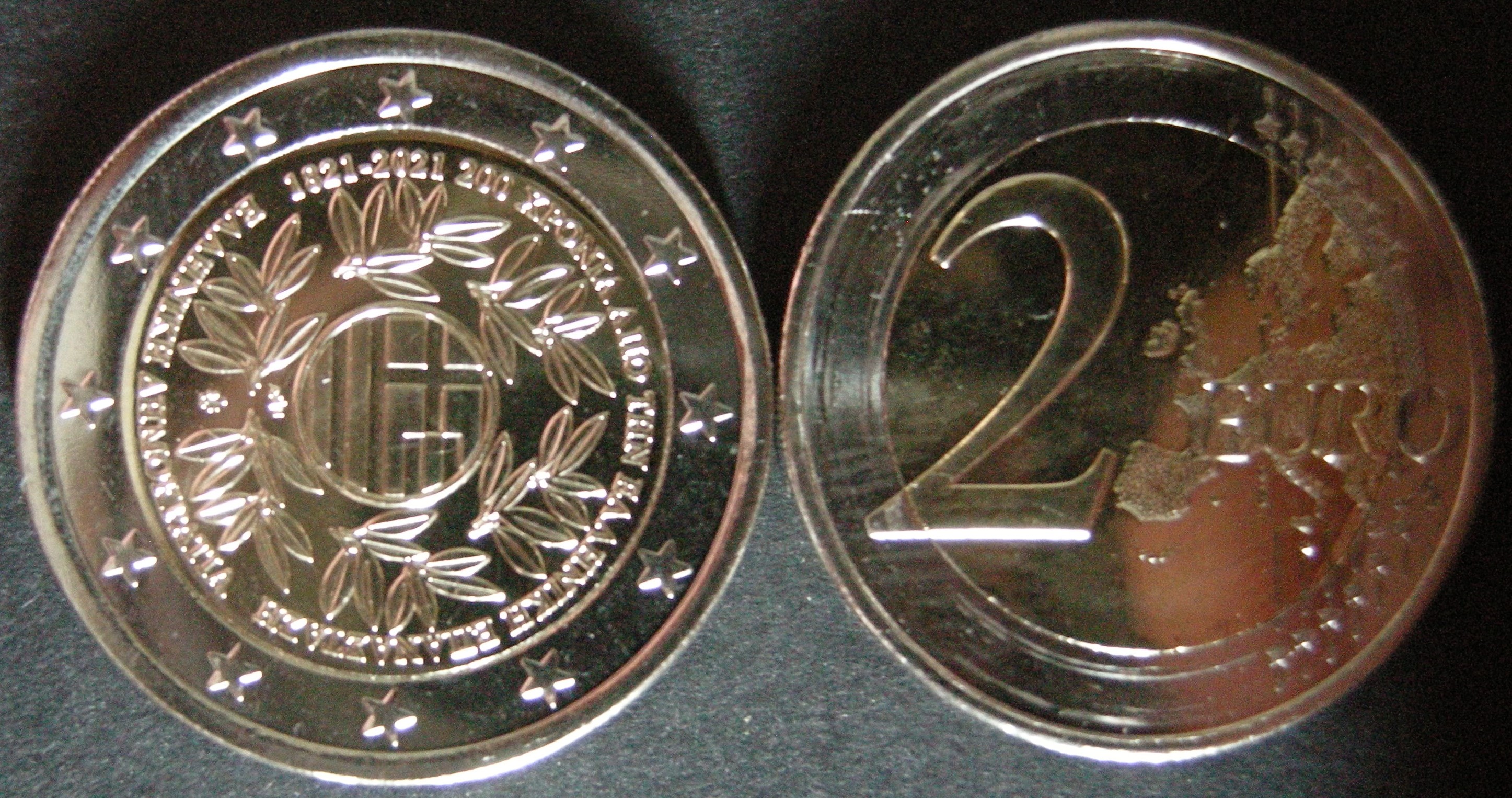 (afbeelding voor) 2 Euromunt Griekenland 2021 200 jaar onafhankelijkheid UNC