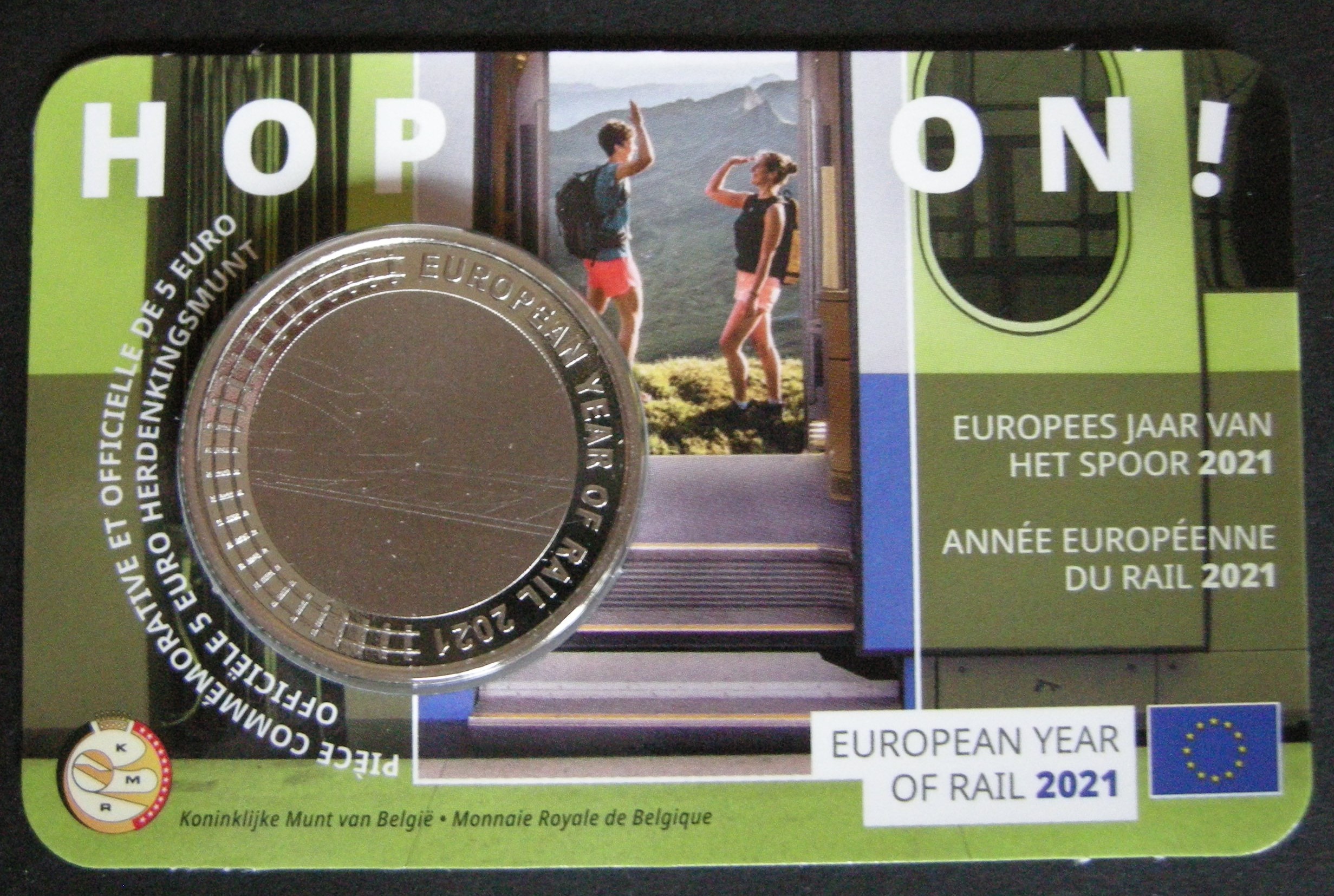 (afbeelding voor) 5 Euro Belgie 2021 Europees jaar van het spoor