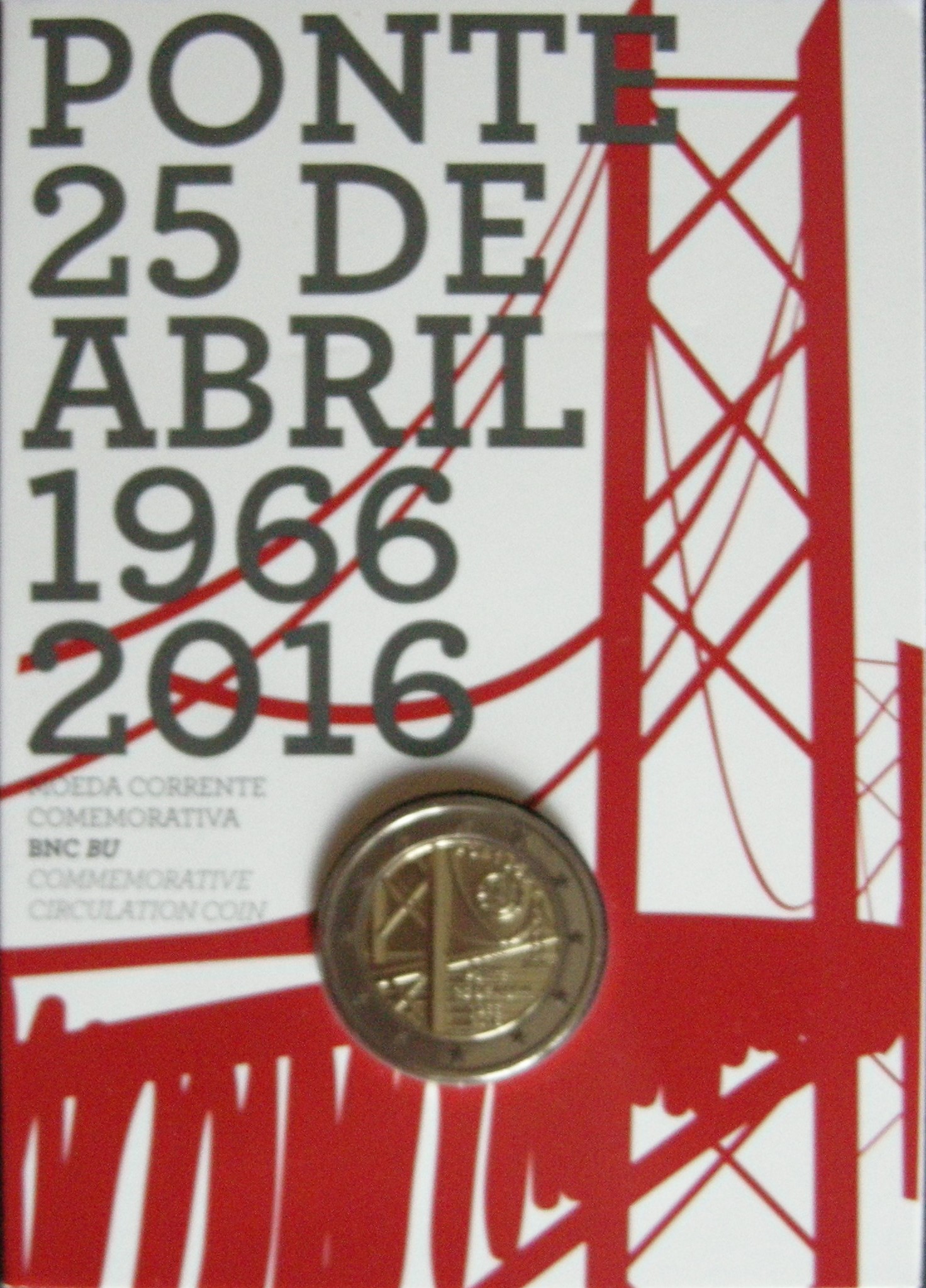 (afbeelding voor) 2 Euromunt Portugal 2016 - 25 April 1966-2016 Brug BU
