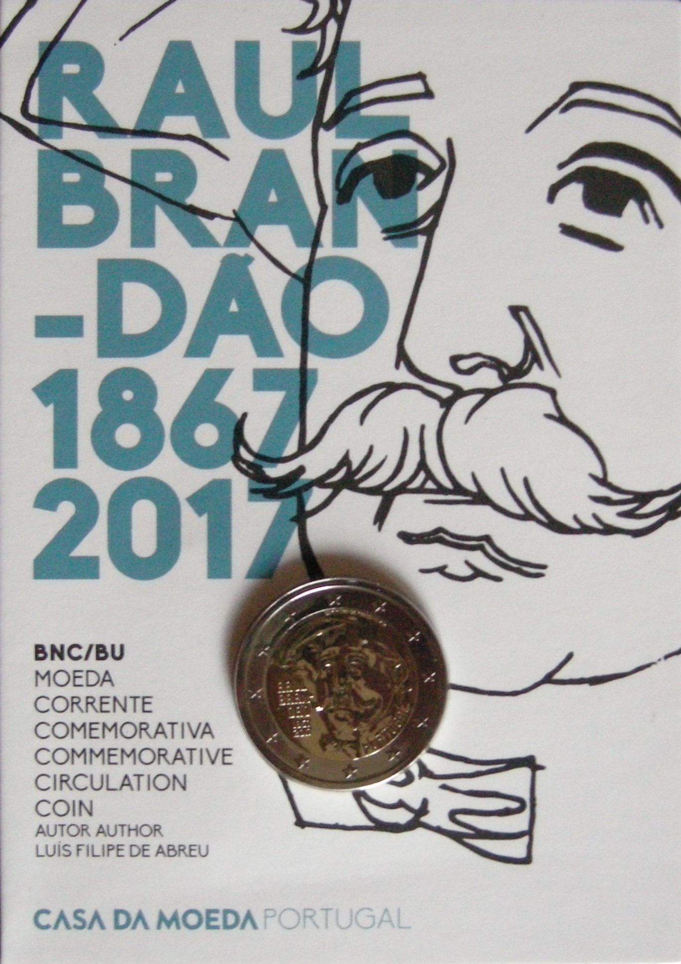 (afbeelding voor) 2 Euromunt Portugal 2017 - Raul Brandao BU Blister