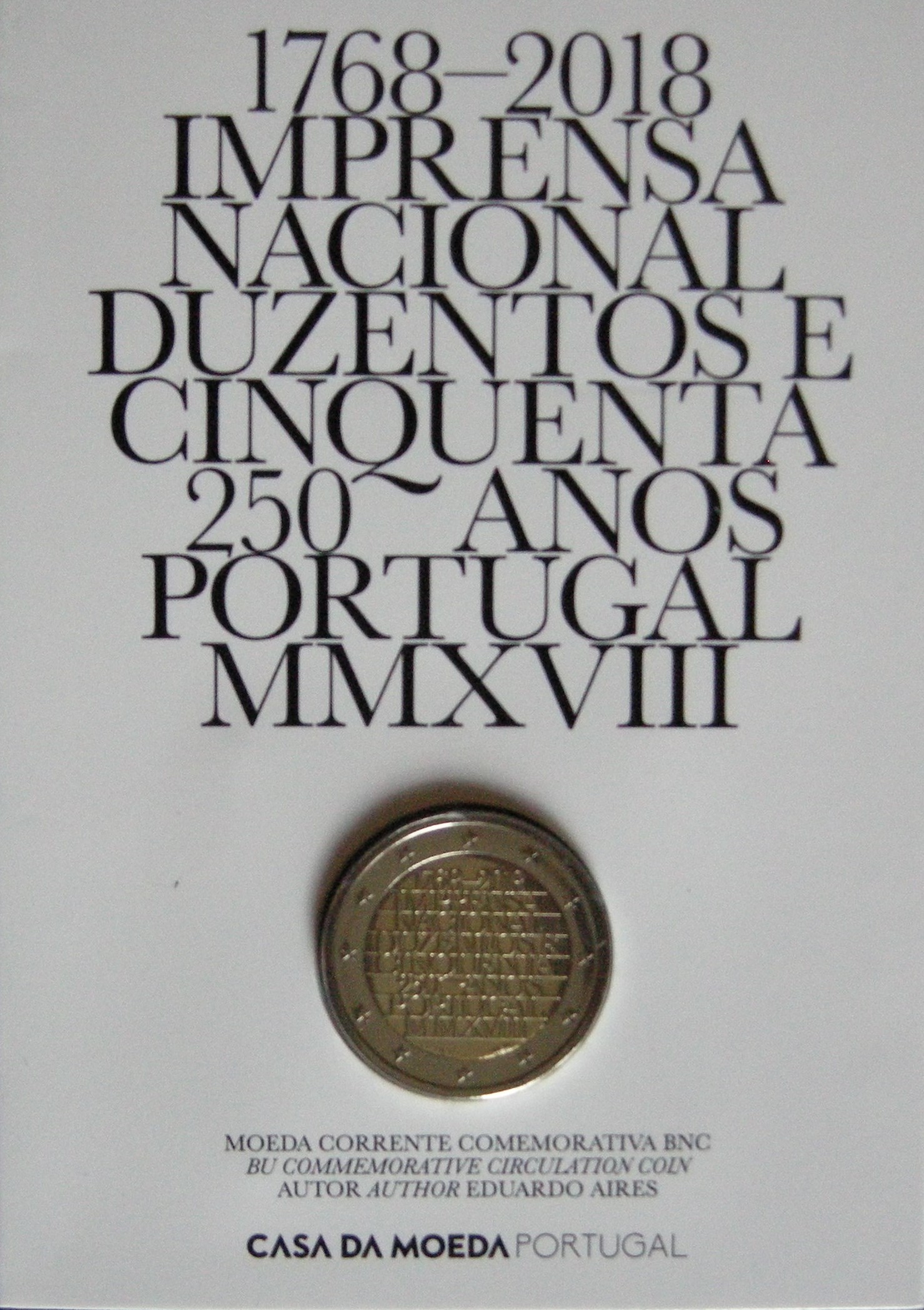 (afbeelding voor) 2 Euromunt Portugal 2018 -Drukkerij BU Blister