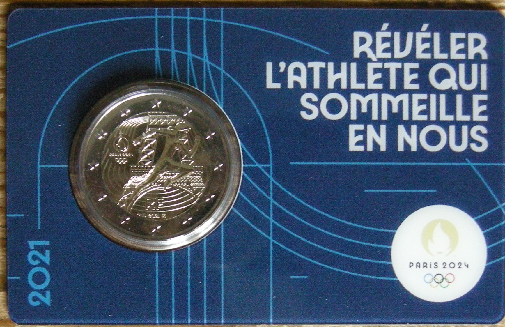 (image for) 2 Euromunt Frankrijk 2021 Olympische spelen Donker Blauw
