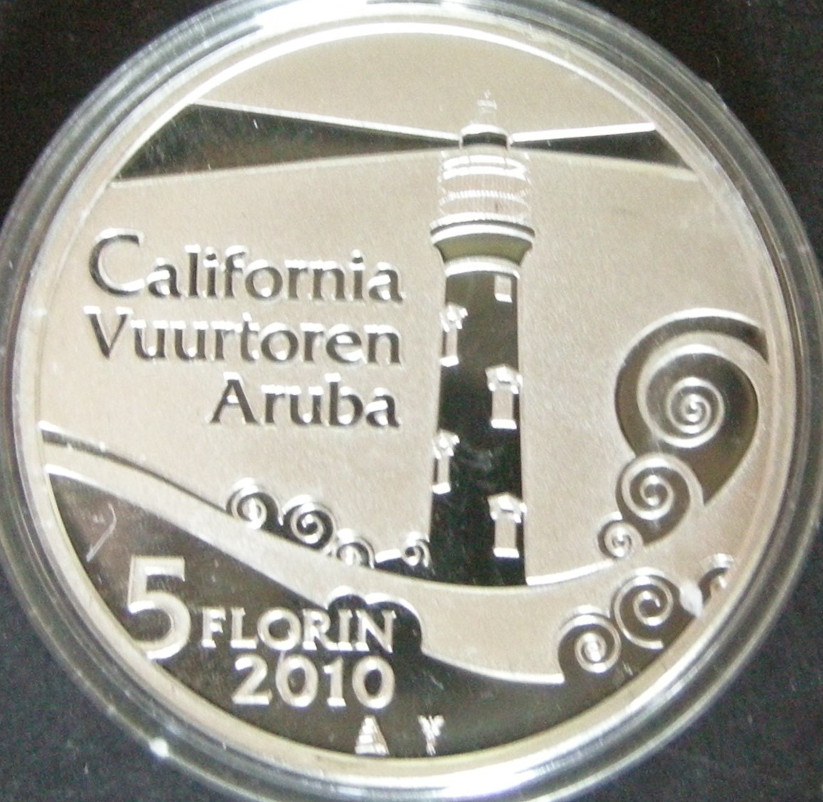 (afbeelding voor) 5 Florin 2010 Aruba Proof Vuurtoren in capsule