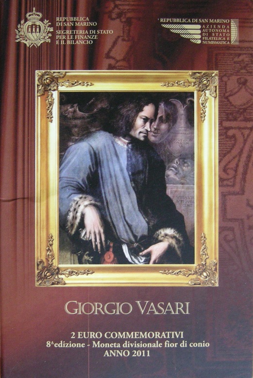 (afbeelding voor) 2 Euromunt 2011 San Marino Vasari in capsule