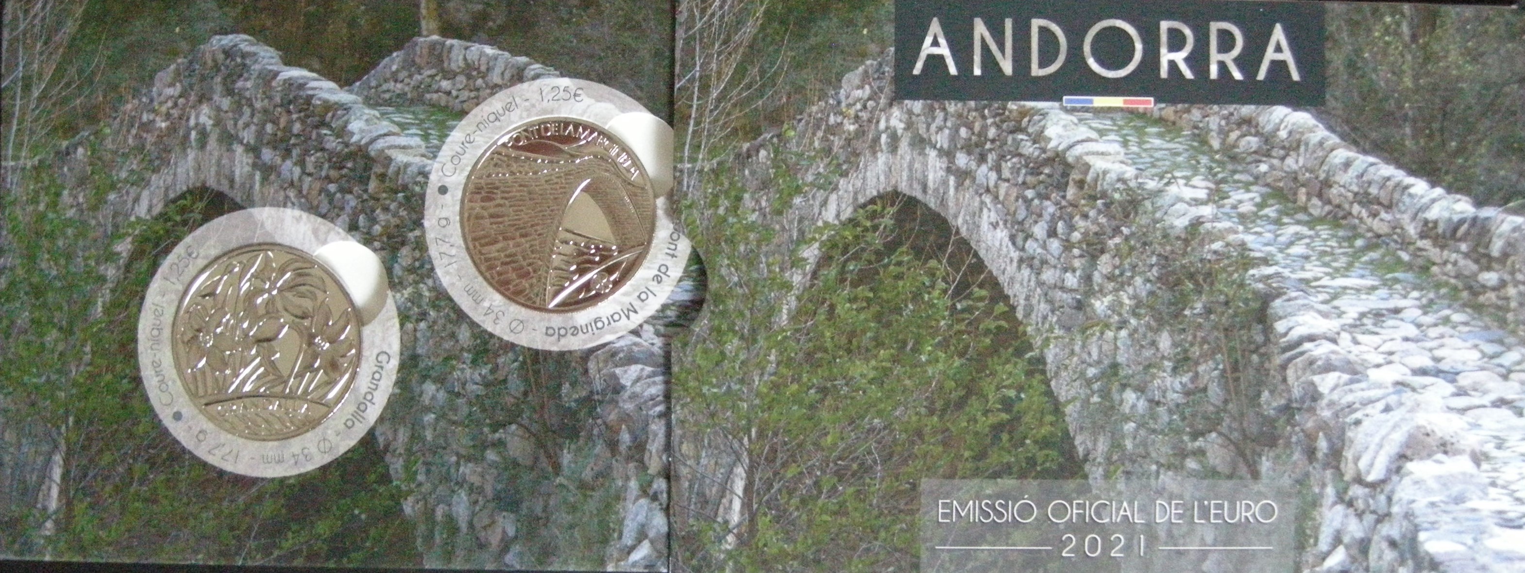 (afbeelding voor) Andorra 2 x 1,25 Euro 2021 in Blisterverpakking
