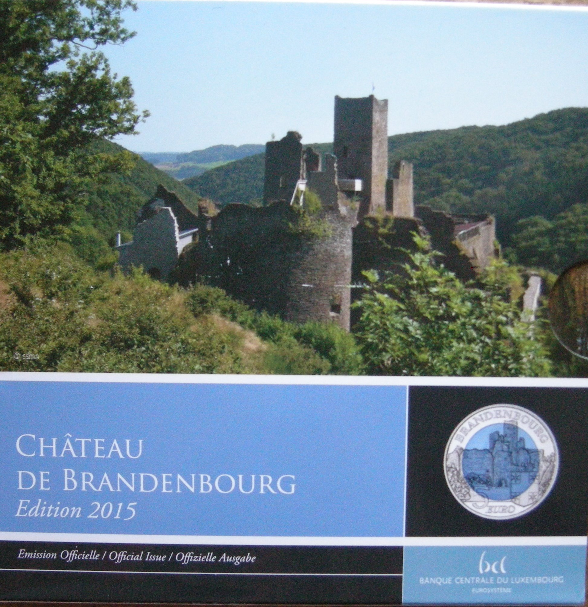 (afbeelding voor) 5 Euro Luxemburg 2015 Chateau de Brandenbourg in blister