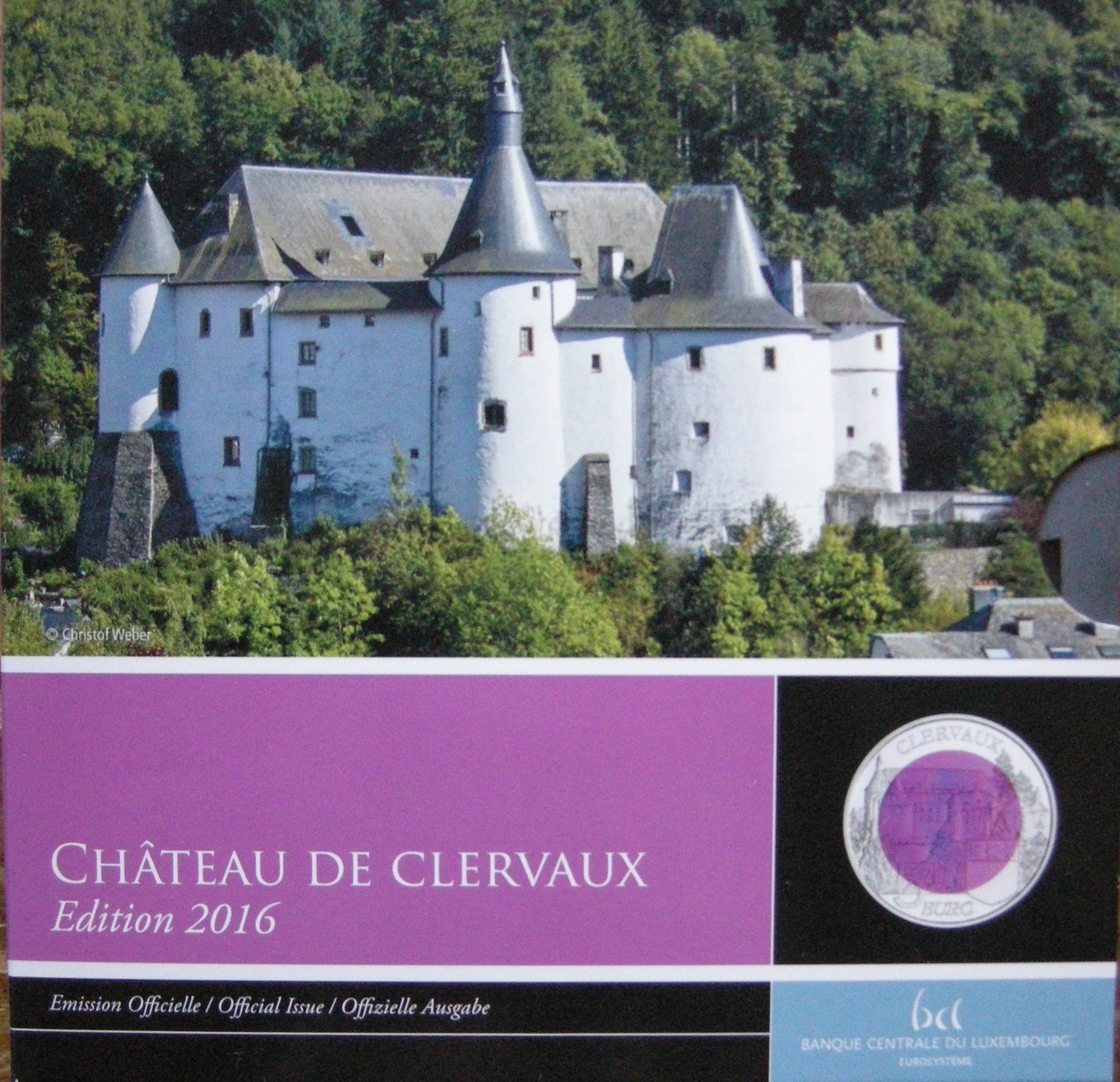(afbeelding voor) 5 Euro Luxemburg 2016 Chateau de Clervaux in blister