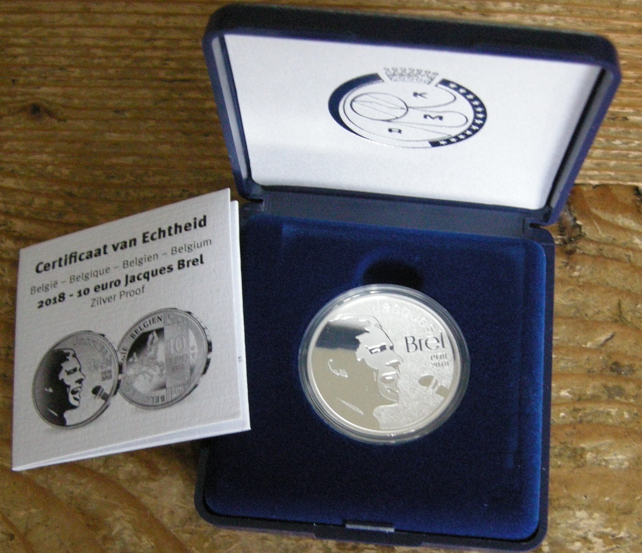(afbeelding voor) 10 Euro belgië 2018 - Jacques Brel proof in cassette