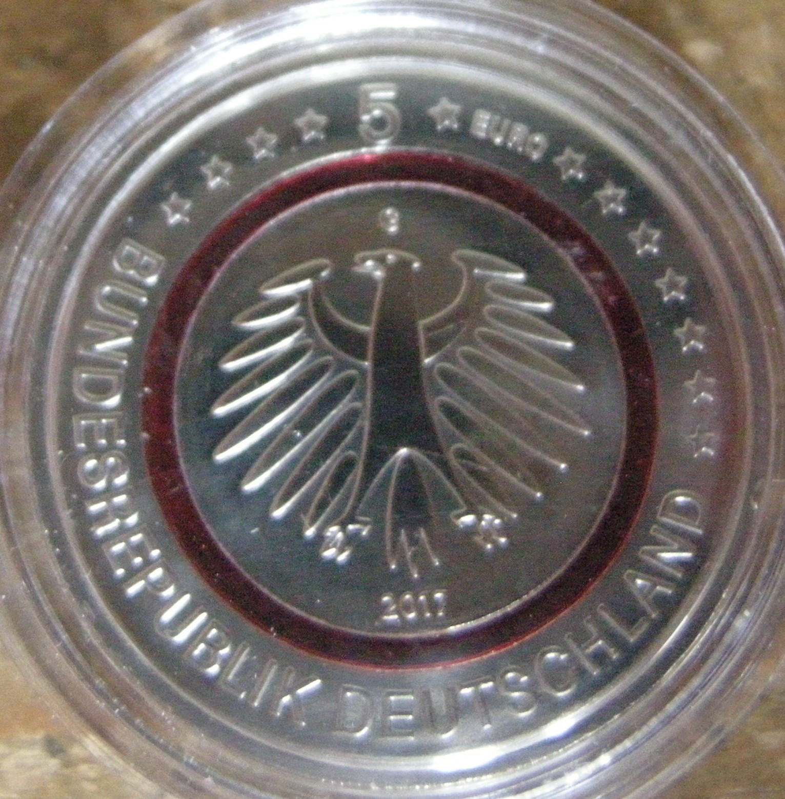 (afbeelding voor) 5 Euro Duitsland 2016 G Proof in capsule ( tropische zone )