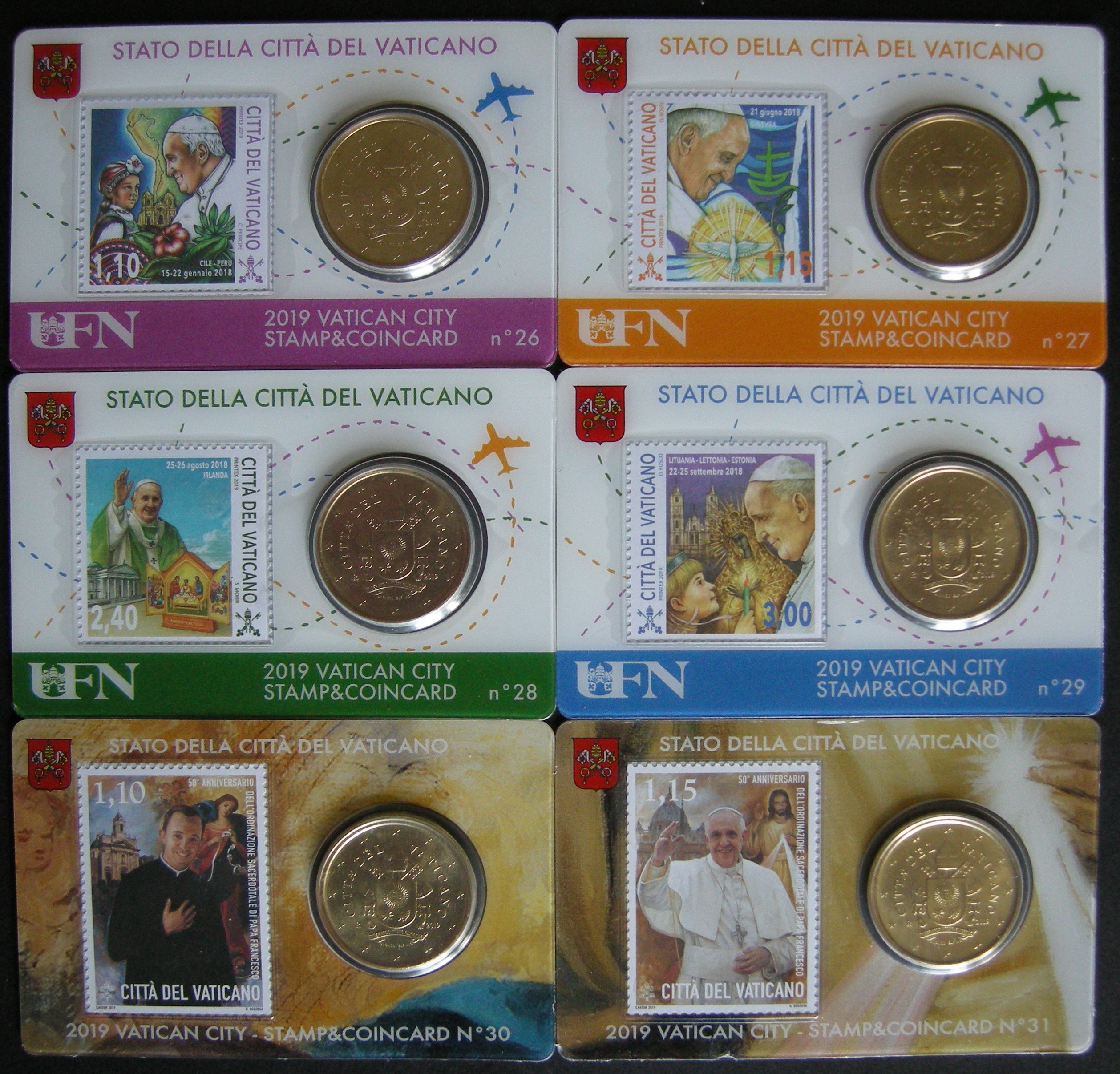 (afbeelding voor) Vaticaan coincard 6 x 50 cent + zegel 2019