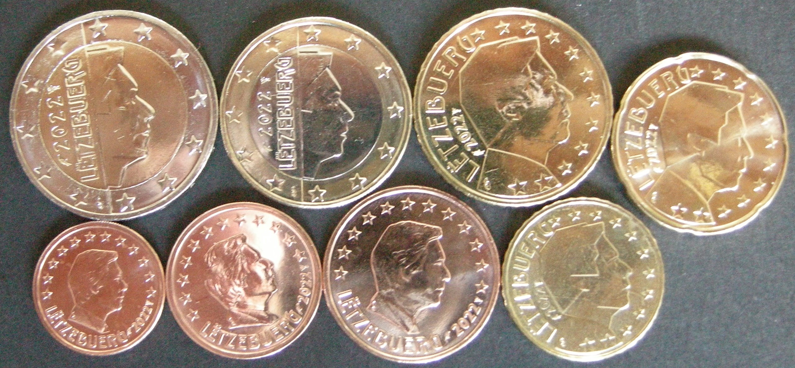 (afbeelding voor) UNC set Luxemburg 2022 van 1 cent tot en met 2 euro