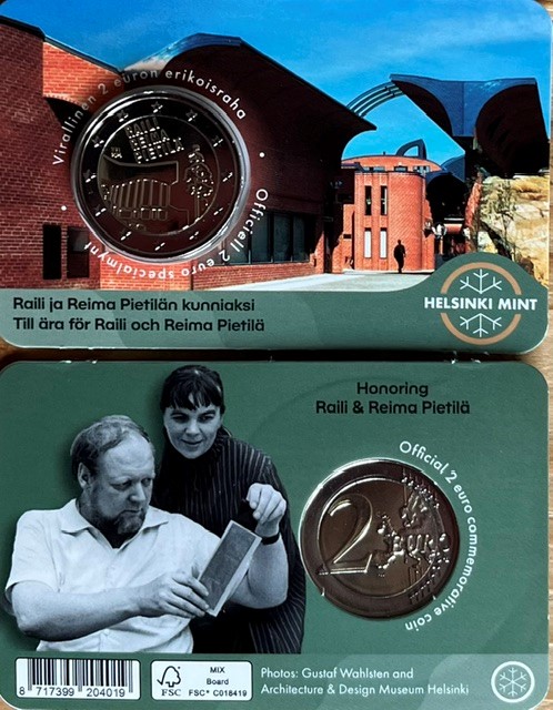(afbeelding voor) 2 Euromunt Finland 2026 -'Raili & Reima Pietilä' BU Coincard Fins/Zweeds