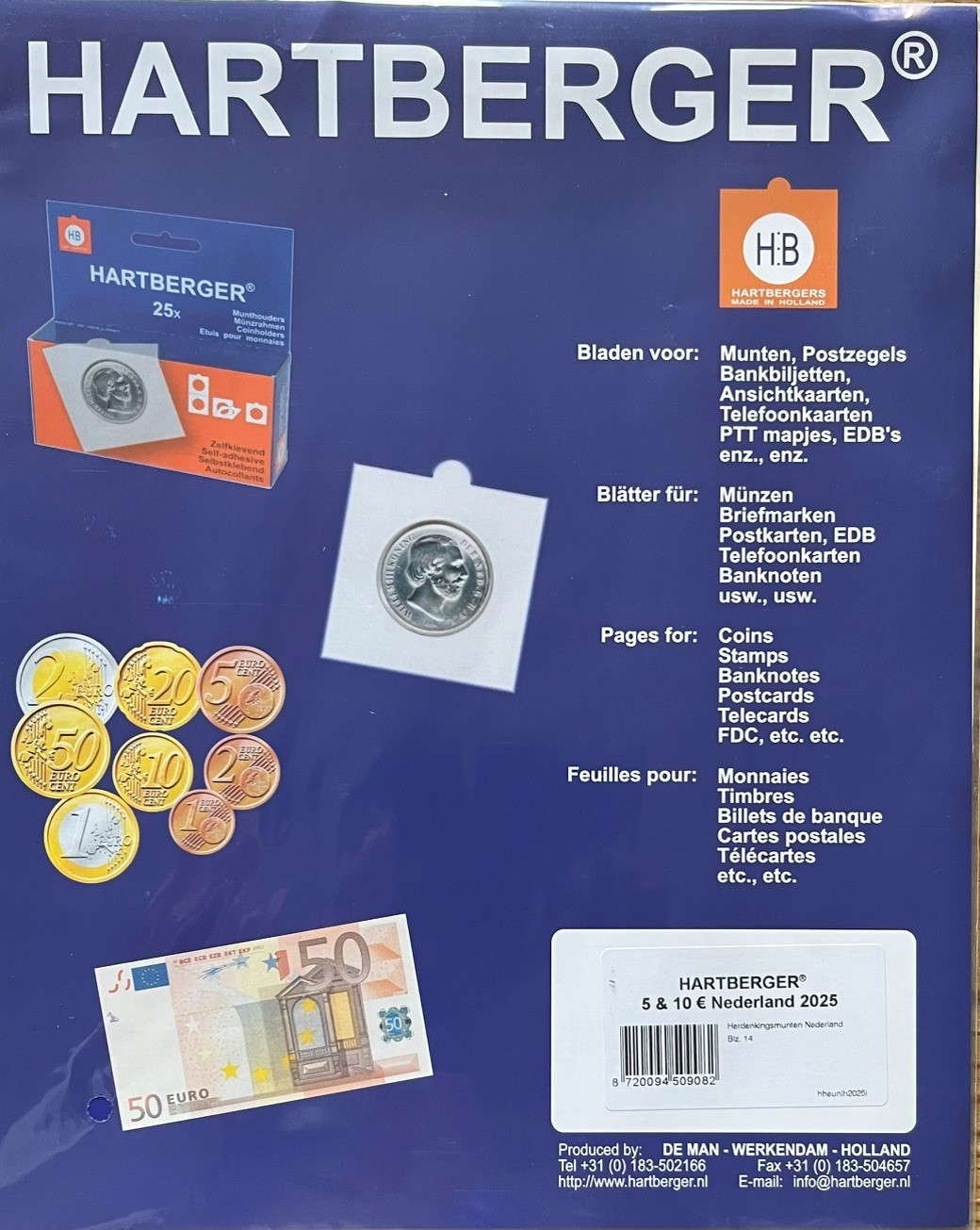 (afbeelding voor) Bladen voor de 5+10 euromunten Nederland 2025
